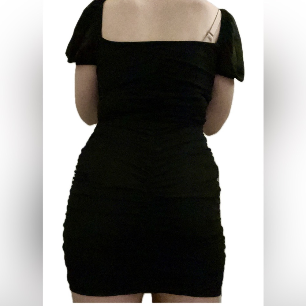Black Ruched Mini Dress - Picture 5 of 5